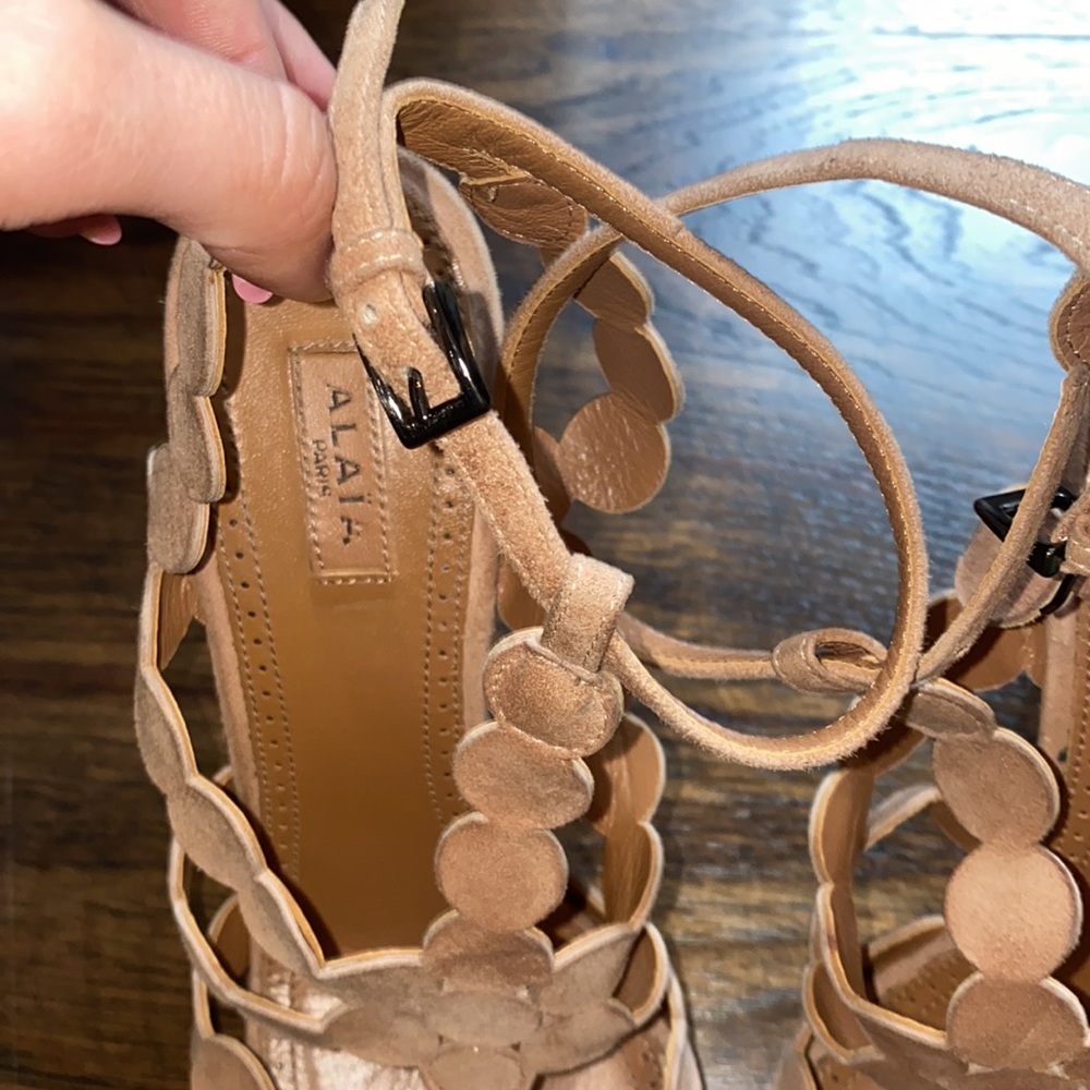 ALAÏA Suede Laser Cut Strappy Sandals - Picture 8 of 12